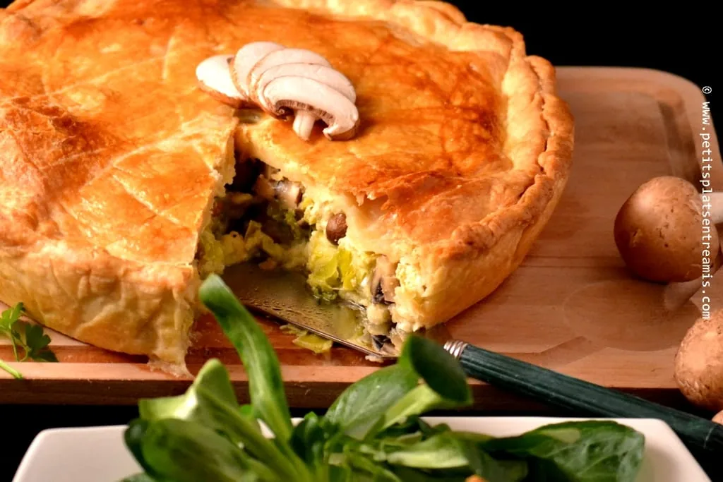 Tourte aux poireaux et aux champignons